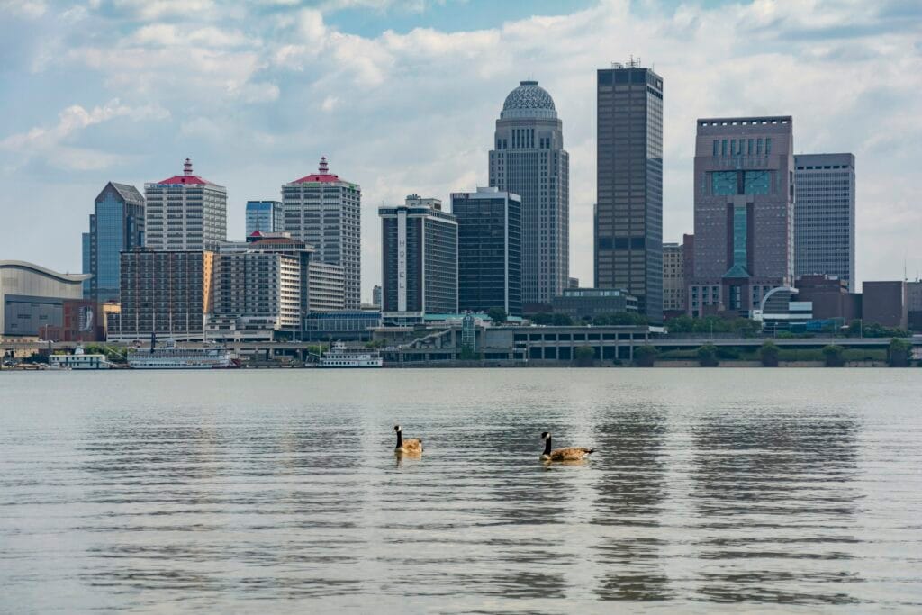 Louisville skyline over the Ohio River