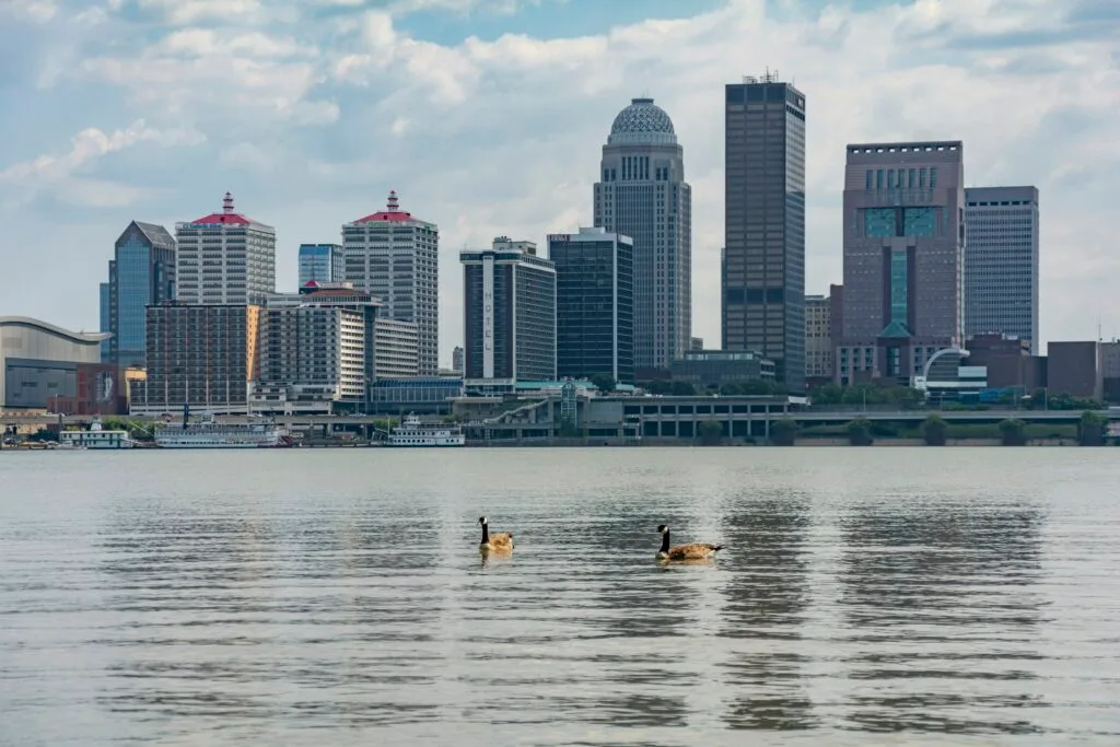 Louisville skyline over the Ohio River