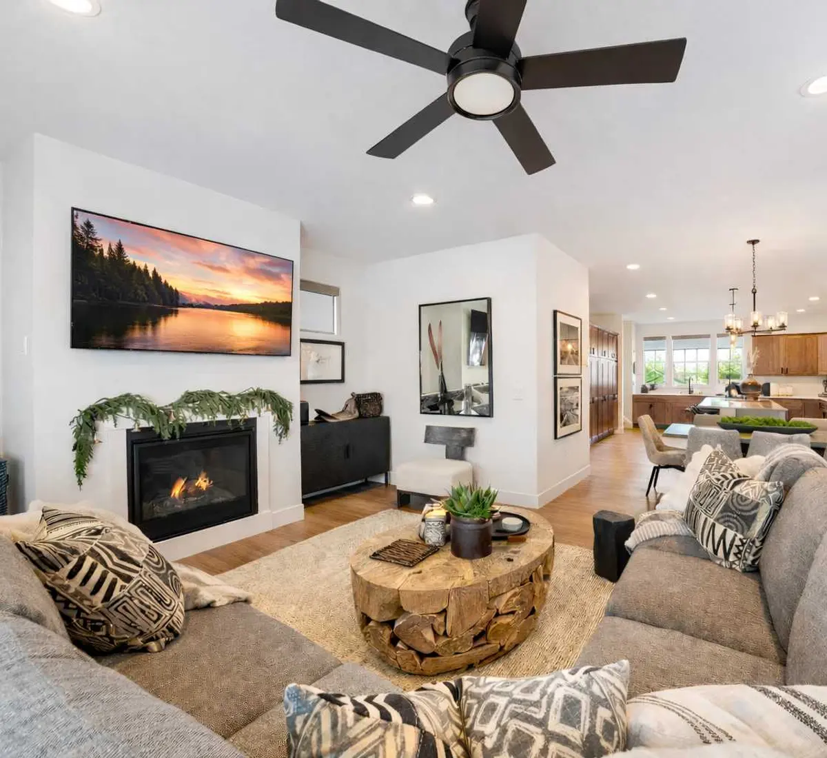 Living room in a Bozeman-area home Venturebnb manages